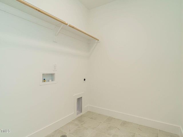 laundry room featuring hookup for a washing machine, laundry area, visible vents, baseboards, and electric dryer hookup