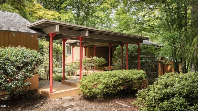 view of patio featuring a wooden deck