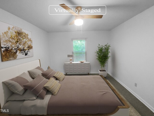 603 Pine Forest Trl, Knightdale, NC 27545 - bedroom featuring ceiling fan and carpet flooring