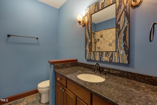 3240 Hillcastle Trl, Chapel Hill, NC 27516 - bathroom featuring vanity, curtained shower, and stone finish floors