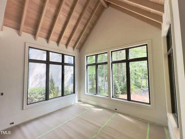 7208 Tanbark Way, Raleigh, NC 27615 - unfurnished sunroom with beamed ceiling