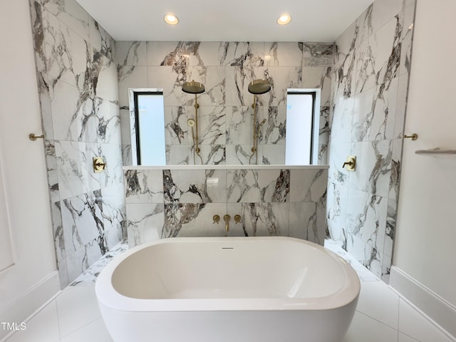 7208 Tanbark Way, Raleigh, NC 27615 - full bath featuring a freestanding tub and recessed lighting