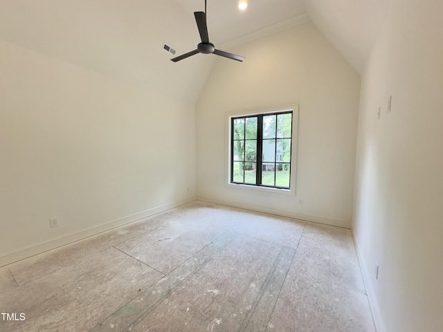 7208 Tanbark Way, Raleigh, NC 27615 - unfurnished room with ceiling fan and high vaulted ceiling