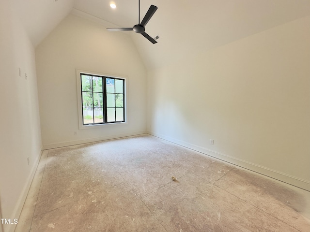 7208 Tanbark Way, Raleigh, NC 27615 - unfurnished room with lofted ceiling and a ceiling fan