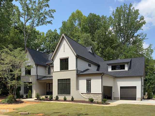 7208 Tanbark Way, Raleigh, NC 27615 - view of front of home featuring concrete driveway, a shingled roof, a front lawn, and an attached garage