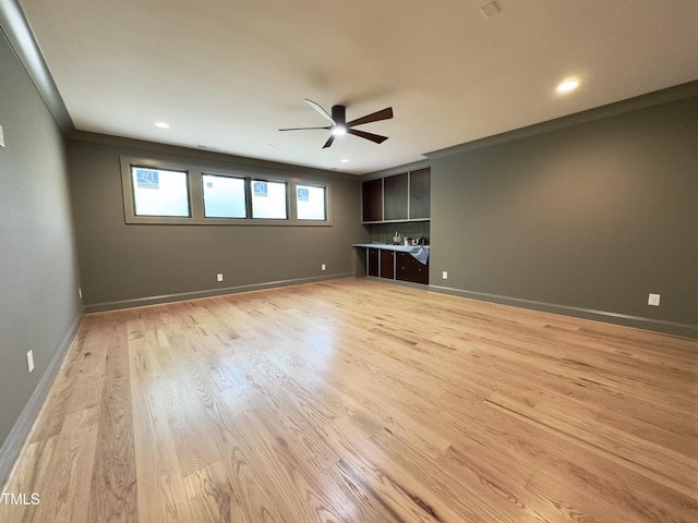 7208 Tanbark Way, Raleigh, NC 27615 - empty room featuring ceiling fan, light wood-type flooring, and recessed lighting
