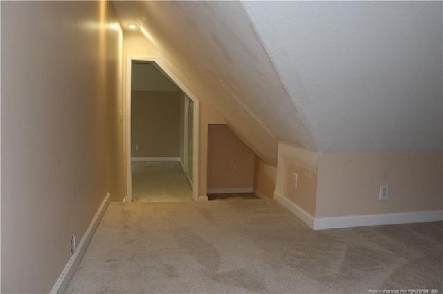 additional living space with lofted ceiling and carpet flooring