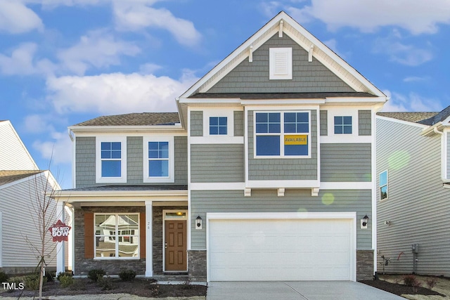 craftsman-style house with a garage