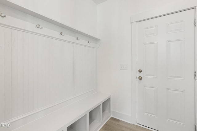 mudroom featuring light hardwood / wood-style flooring