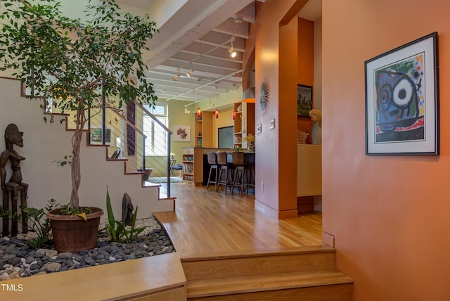 hall featuring wood-type flooring