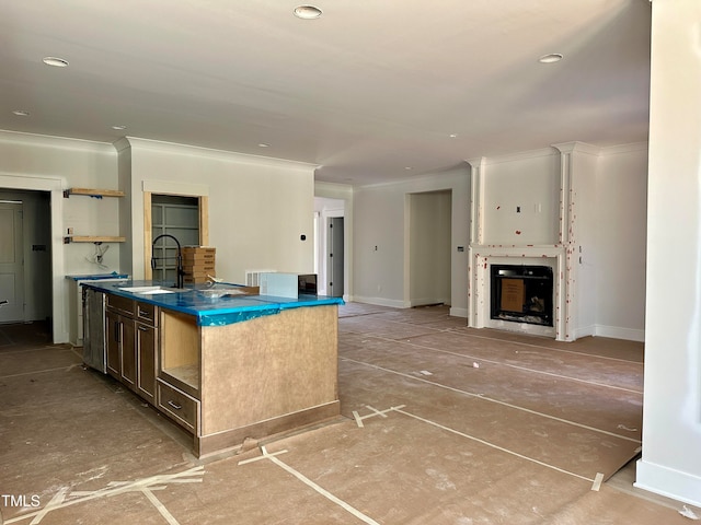 kitchen featuring sink and ornamental molding