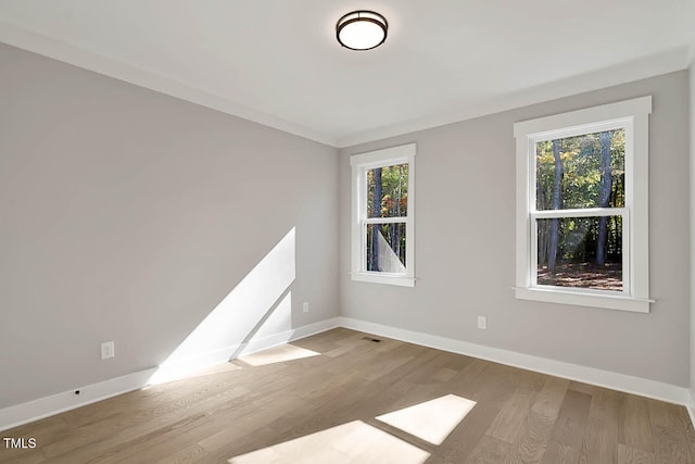 spare room featuring light wood-type flooring