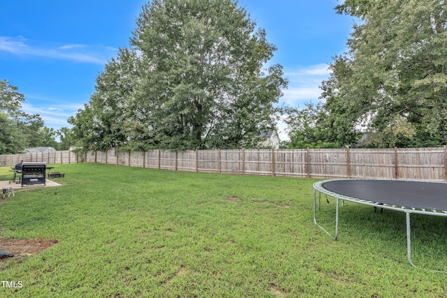 view of yard featuring a trampoline