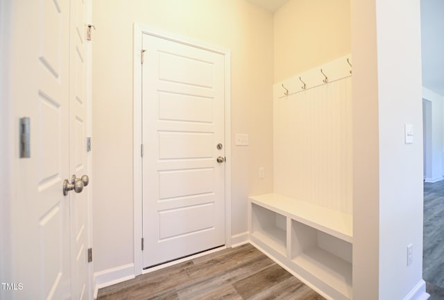 mudroom with hardwood / wood-style floors