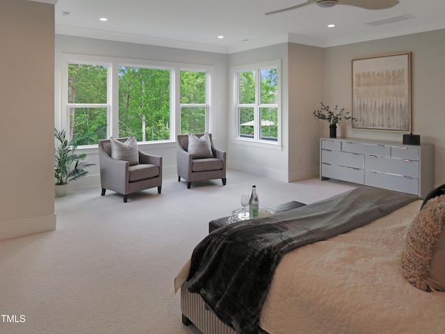 2506 Silas Peak Ln, Apex, NC 27523 - bedroom featuring carpet flooring, baseboards, recessed lighting, and ceiling fan