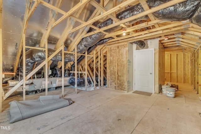 view of unfinished attic