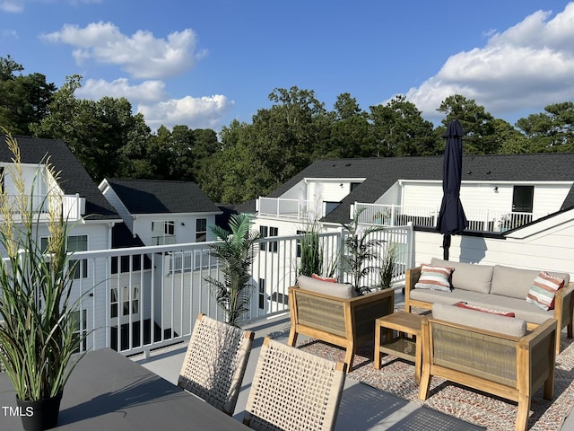 view of patio / terrace featuring a balcony and outdoor lounge area