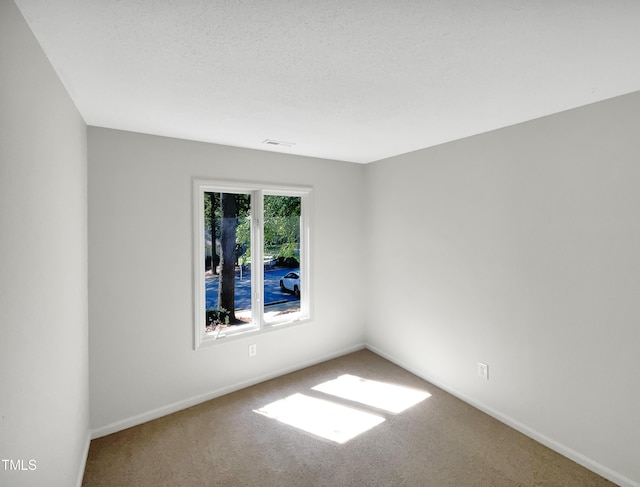 spare room with carpet and a textured ceiling