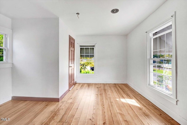 empty room featuring light wood-type flooring and a wealth of natural light