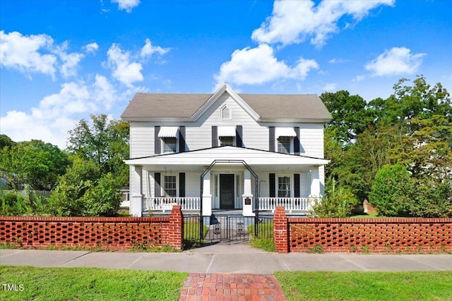 view of front facade featuring covered porch