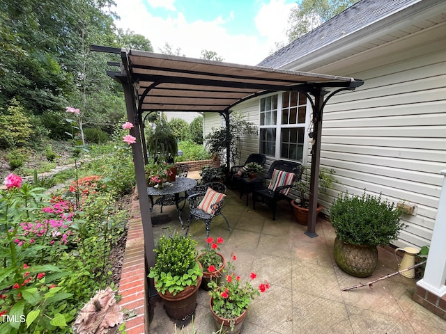 view of patio with a pergola