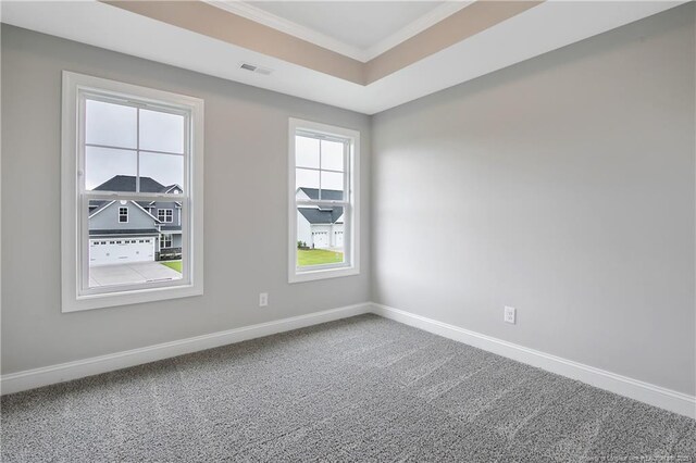 3113 Cragburn Pl, Fayetteville, NC 28306 - carpeted empty room with ornamental molding, baseboards, and a raised ceiling