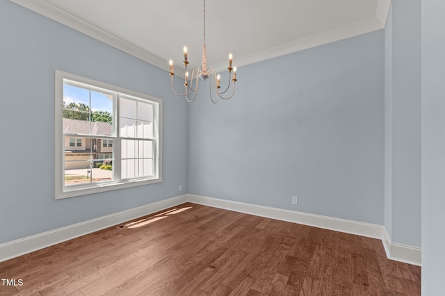 100 N Ridge View Way, Franklinton, NC 27525 - unfurnished room with a chandelier, dark wood-type flooring, baseboards, and crown molding