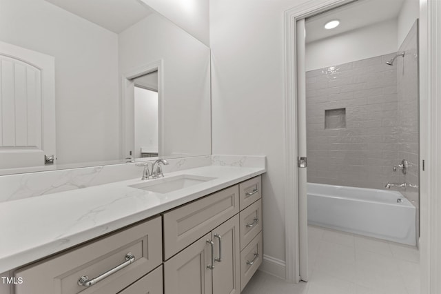 100 N Ridge View Way, Franklinton, NC 27525 - bathroom featuring vanity, washtub / shower combination, and tile patterned flooring