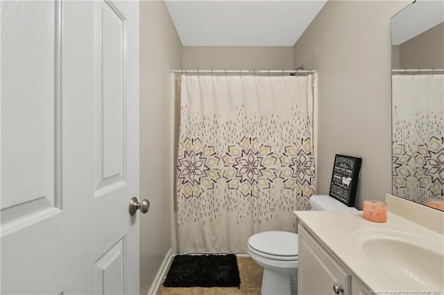 bathroom with tile patterned floors, toilet, and vanity