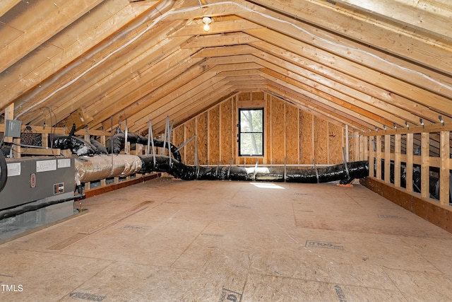 view of unfinished attic