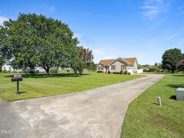 view of front of property with a front lawn