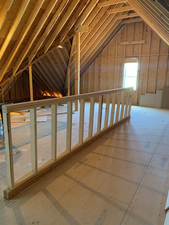 view of unfinished attic