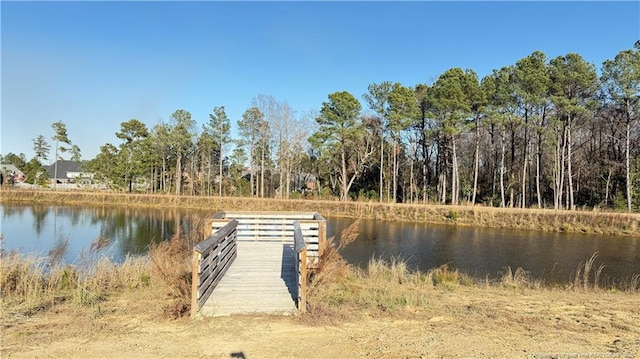 dock area featuring a water view