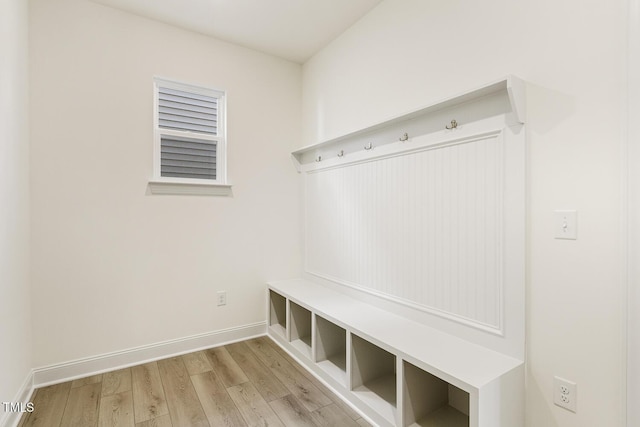 mudroom with light wood-type flooring