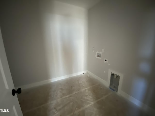 laundry room with laundry area, hookup for a washing machine, baseboards, and hookup for an electric dryer