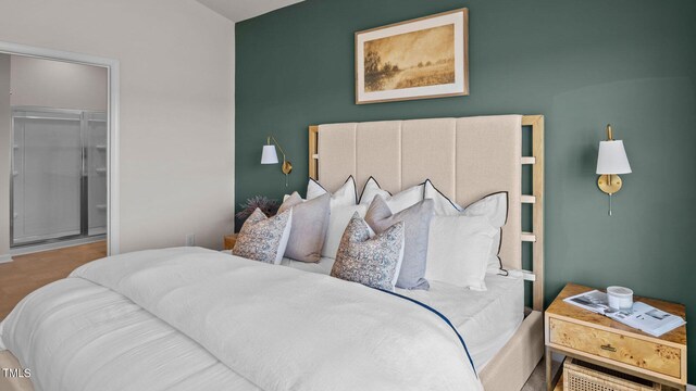 bedroom featuring a closet and carpet floors