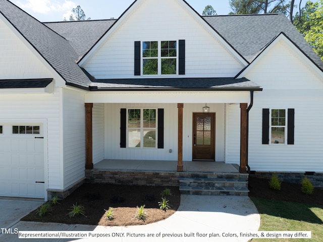 modern farmhouse with a porch