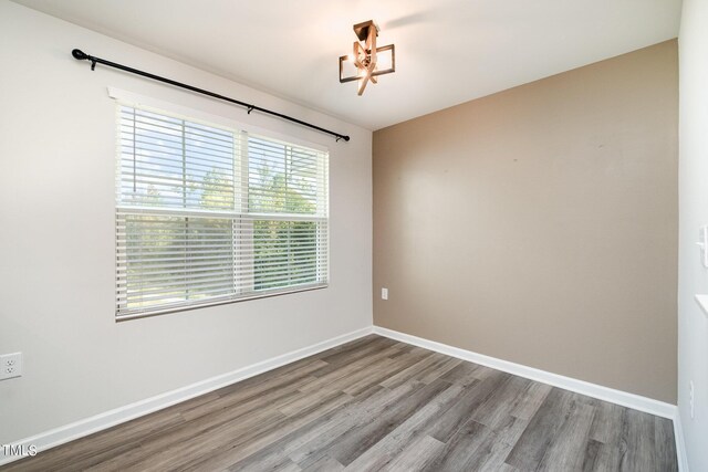 empty room with hardwood / wood-style flooring