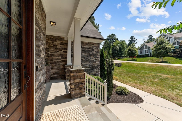 view of patio featuring covered porch