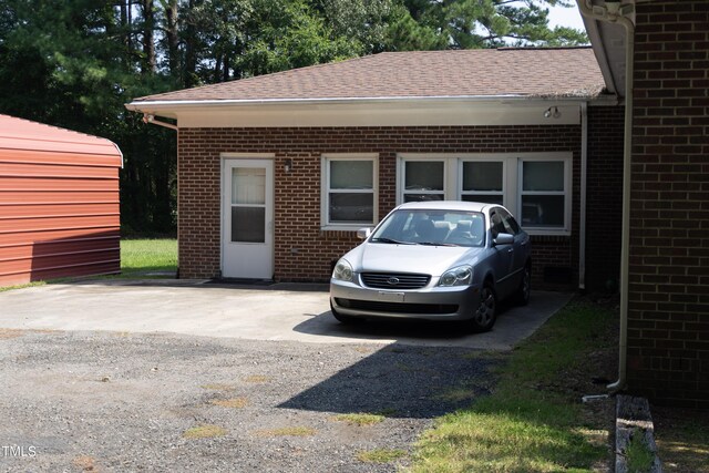 view of garage