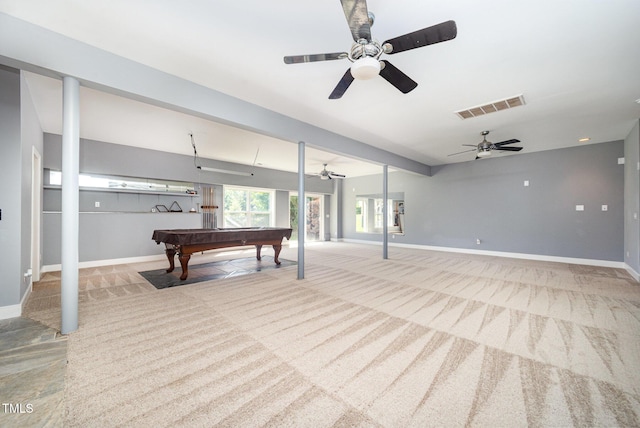 3313 Overhead Ct, Willow Springs, NC 27592 - rec room featuring carpet, billiards table, and ceiling fan