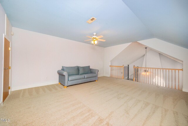 3313 Overhead Ct, Willow Springs, NC 27592 - unfurnished room with carpet, a ceiling fan, and vaulted ceiling