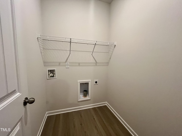 washroom with washer hookup, wood-type flooring, and electric dryer hookup