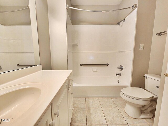 full bathroom with vanity, toilet, tile patterned floors, and bathing tub / shower combination