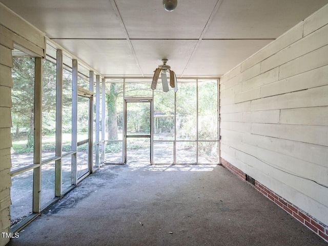 view of unfurnished sunroom