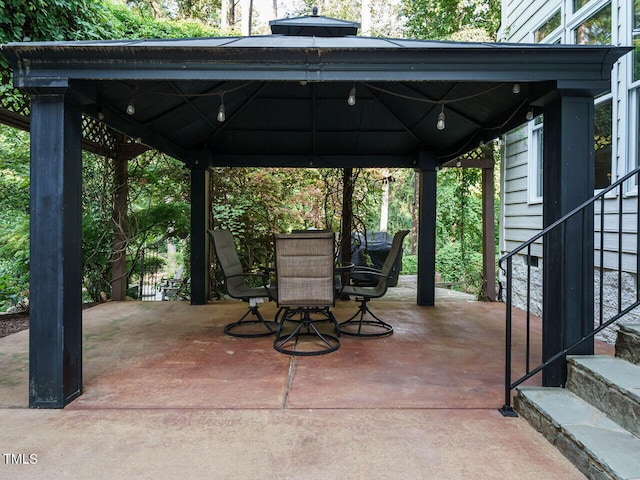 view of patio / terrace featuring a gazebo