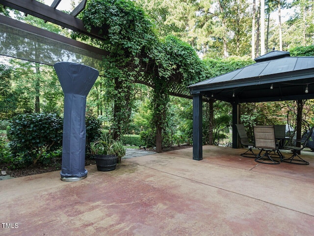 view of patio featuring a gazebo