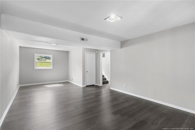 spare room featuring dark hardwood / wood-style floors