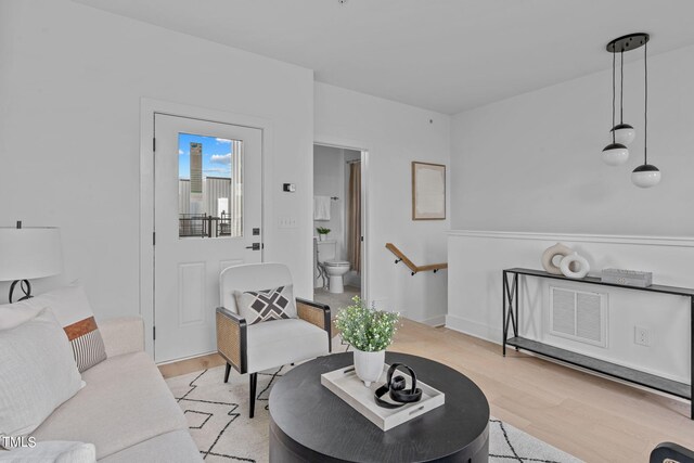 living room featuring light hardwood / wood-style floors