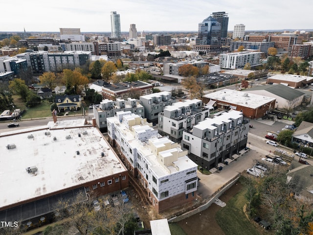 bird's eye view with a city view